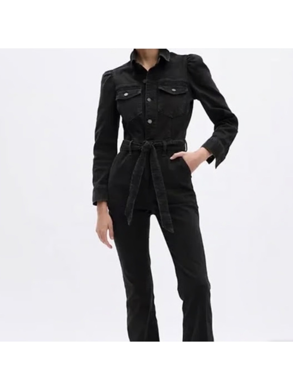 Gap Black Denim Jumpsuit Size 10 NWT Without Belt